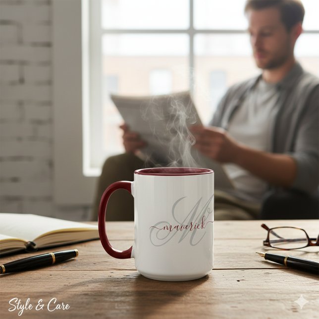 Stilvolle benutzerdefinierte Namensmonogramm-Kunst Tasse (Stylish Custom Name Monogram Art for Everyday Use Mug)