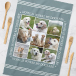 Stilvolle, benutzerdefinierte Text Foto Collage Hu Geschirrtuch<br><div class="desc">Erstellen Sie ein handliches, personalisiertes Küchentuch, das neun hochgeschätzte Fotos zeigt, gerahmt von der herzerwärmenden Nachricht: "Zuhause ist, wo meine Hunde sind." Dieses stilvolle Template verfügt über eine Gitterkollektion und eine klassische Stilschrift, die in einem Foto angeordnet ist. Text kann auf den Anzug Ihrer Fotos angepasst werden. Diese vielseitige Vorlage...</div>