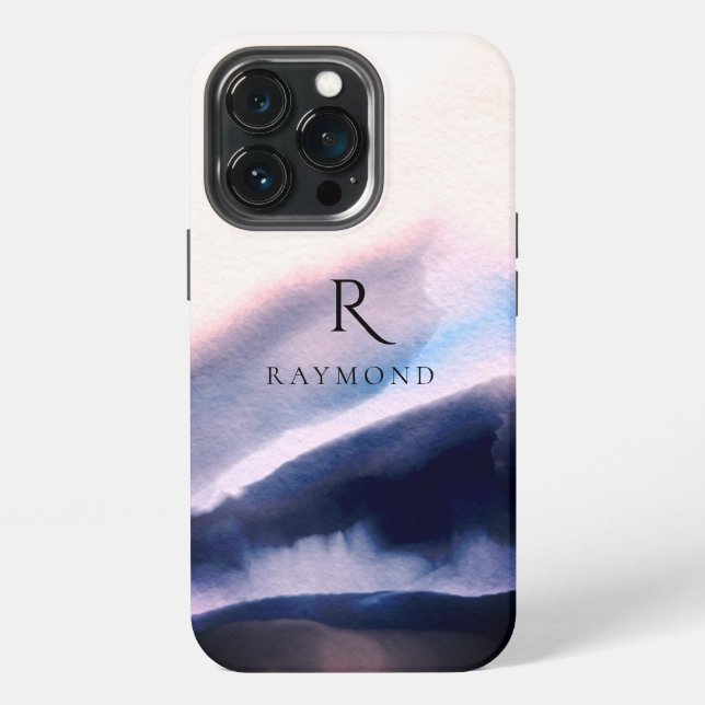 Stilvolle Berge Landschaft monogrammiert iPhone Hülle (Hinten)