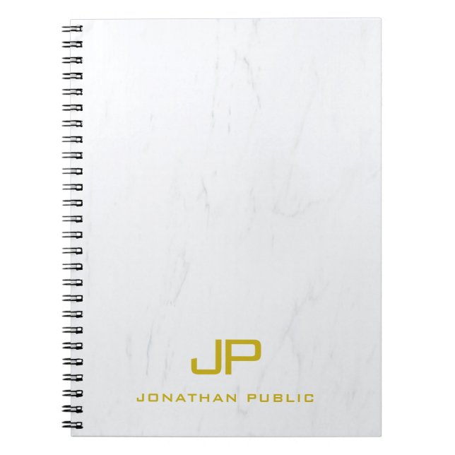 Stilvolle Beruflich-Gold-Monogram-Marmorvorlage Notizblock (Vorderseite)