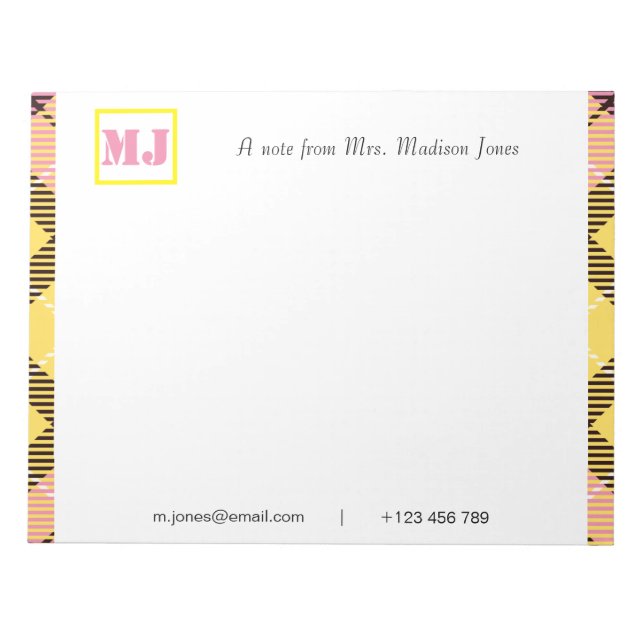 Stilvolle Berufliche Skriptbezeichnung Monogram Ta Notizblock (Vorderseite)