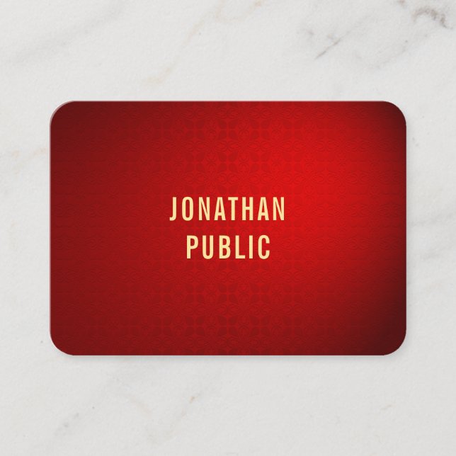 Stilvolle Berufliche Vorlage für Red Damask Gold T Visitenkarte (Vorderseite)