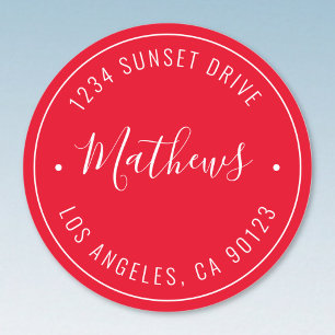 Stilvolle Bezeichnung & Circular Text   Rot und We Runder Aufkleber