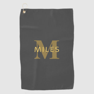 Stilvolle Bezeichnung & Monogramm Gold & Dunkelg Golfhandtuch