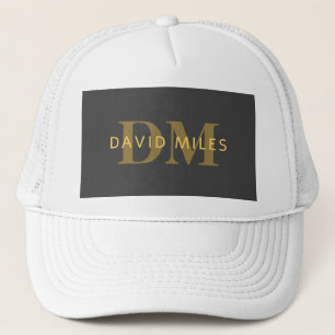 Stilvolle Bezeichnung & Monogramm Gold & Dunkelg Truckerkappe