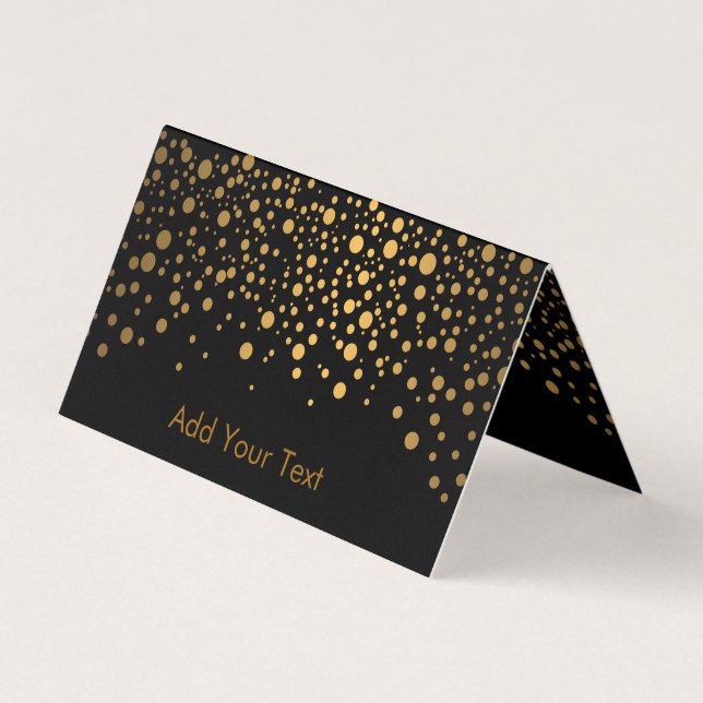 Stilvolle Black and Gold Confetti Visitenkarten (Vorderseite)