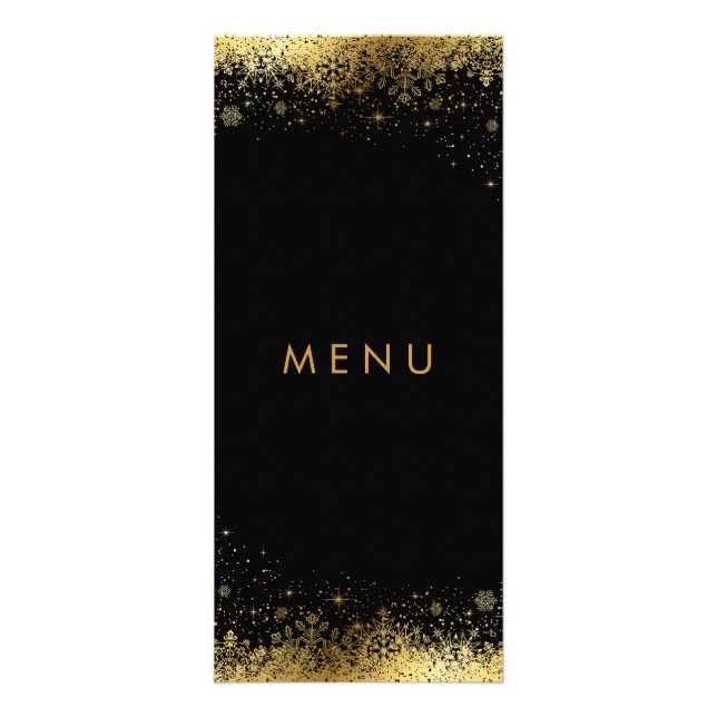 Stilvolle Black and Gold Snowflakes - Menü (Vorne)