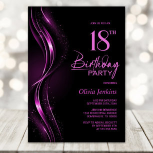 Stilvolle Black and Pink 18. Geburtstagsparty Einladung