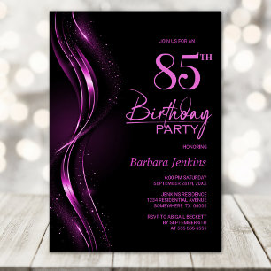 Stilvolle Black and Pink 85. Geburtstagsparty Einladung