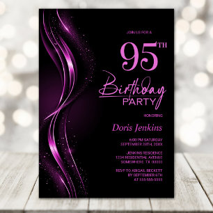Stilvolle Black and Pink 95. Geburtstagsparty Einladung