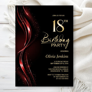 Stilvolle Black and Red 18. Geburtstagsparty Einladung