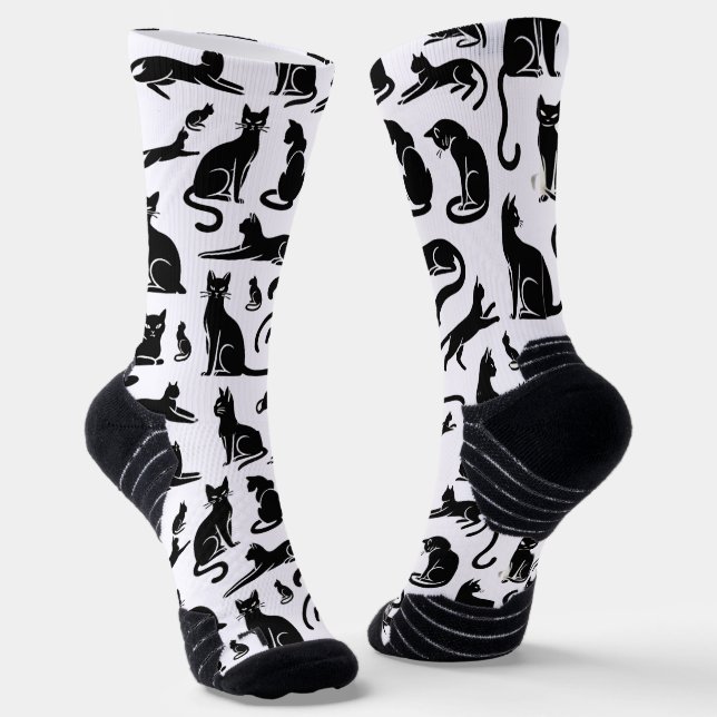 Stilvolle Black Cat Silhouette Socks Socken (Gewinkelt)