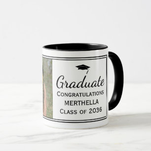 Stilvolle Black Custom Foto Abschluss Tasse