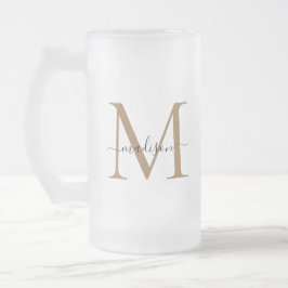 Stilvolle Black Gold Monogram Eleganter Skriptname Mattglas Bierglas
