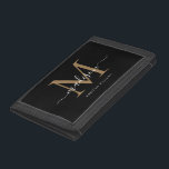 Stilvolle Black Gold Monogram Girly Chic Script Na Tri-fold Geldbeutel<br><div class="desc">Stilvolle Black Gold Monogram Girly Chic Script Name Trifold Wallet</div>
