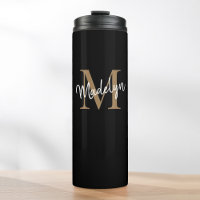 Stilvolle Black Gold Monogram Girly Script