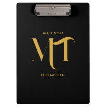 Stilvolle Black & Gold Monogram Initials Letters