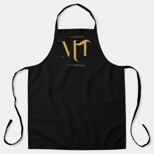 Stilvolle Black & Gold Monogram Initials Letters Schürze