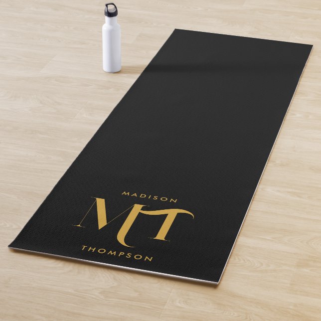 Stilvolle Black & Gold Monogram Initials Letters Yogamatte (Beispiel)