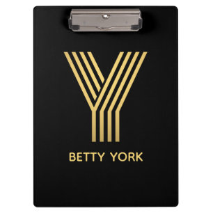 Stilvolle Black & Gold Monogram Klemmbrett