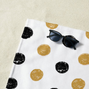 Stilvolle Black & Gold Polka Dots Strandtuch