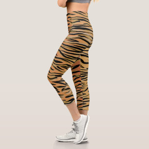 Stilvolle Black Gold Tiger Animal Print Capri Leggings