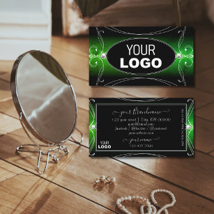 Stilvolle Black Green Verziert Sparkle Jewels Logo Visitenkarte
