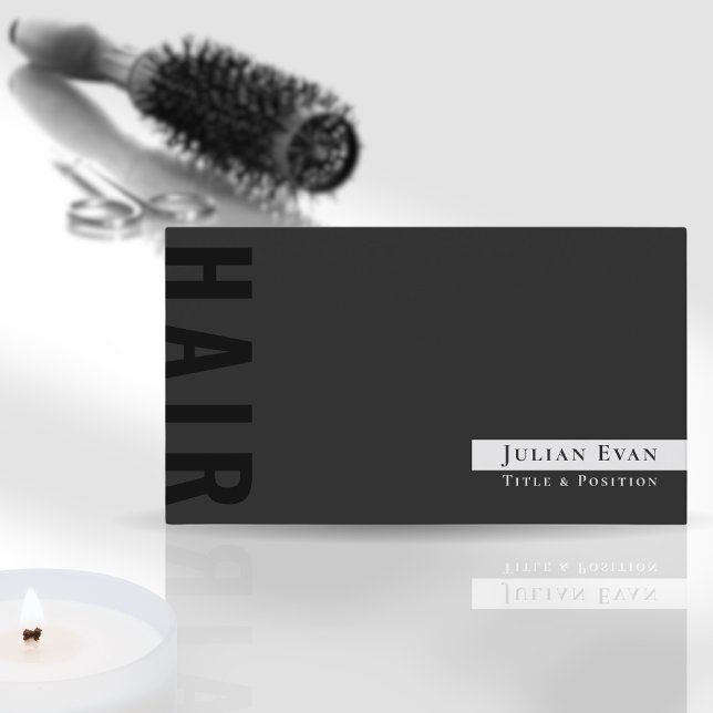 Stilvolle Black Hair Stylist Business Card Visitenkarte (Von Creator hochgeladen)