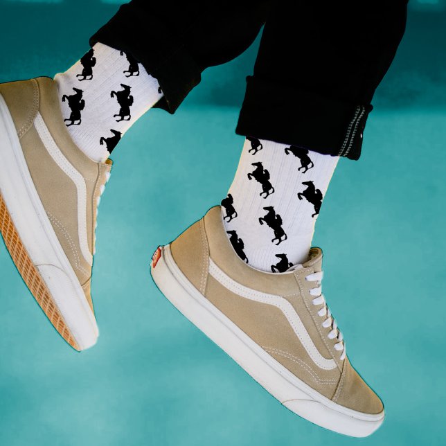 Stilvolle Black Horse Pattern Crew Socks Socken (Von Creator hochgeladen)