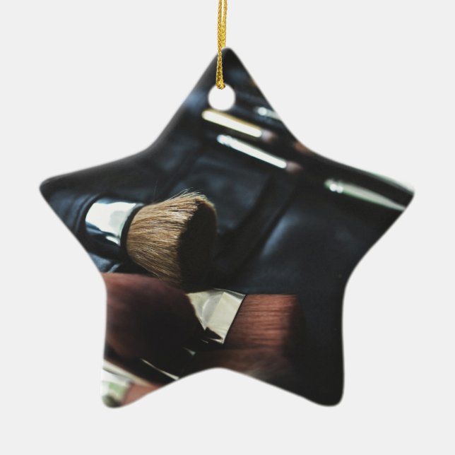 Stilvolle Black Makeup Artist Keramikornament (Vorne)