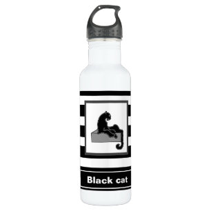 Stilvolle Black Panther Cat White Moderne Edelstahlflasche