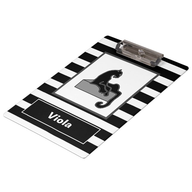 Stilvolle Black Panther Cat White Moderne Klemmbrett (Schrägansicht)