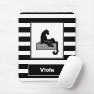 Stilvolle Black Panther Cat White Moderne Mousepad