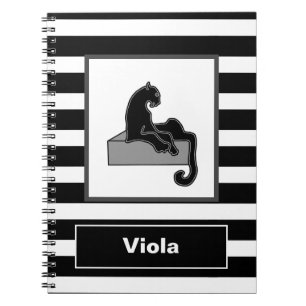 Stilvolle Black Panther Cat White Moderne Notizblock