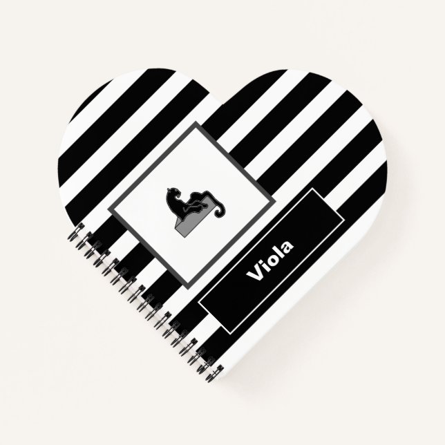 Stilvolle Black Panther Cat White Moderne Notizbuch (Vorderseite)