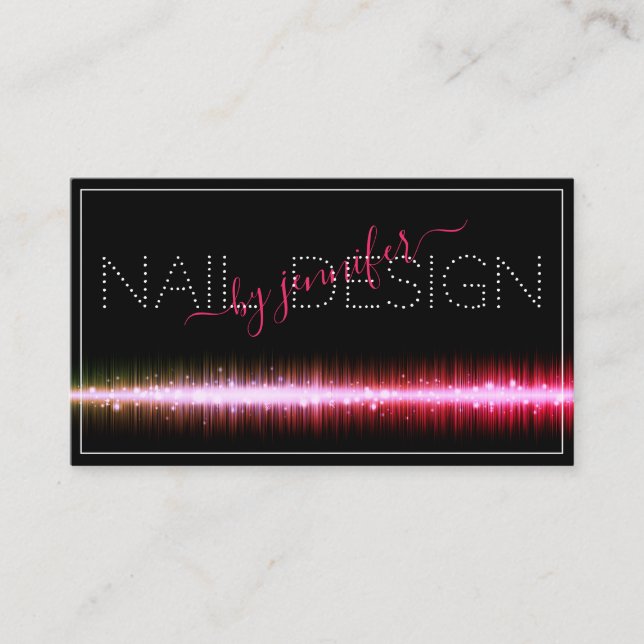 Stilvolle Black Pink Farbige Nagelstudio Ernennung Visitenkarte (Vorderseite)