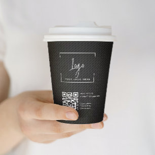 Stilvolle Black QR Code Business-Logo-Minimal Pappbecher