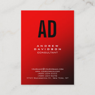 Stilvolle Black Red Monogram Chic Business Card Visitenkarte