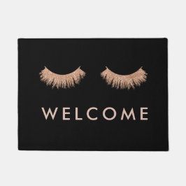 Stilvolle Black Rose Gold Eyelashes Willkommen Fußmatte