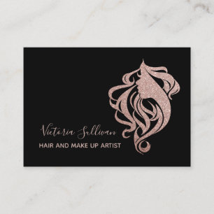 Stilvolle Black Rose Gold Glitzer Makeup Artist Ha Visitenkarte