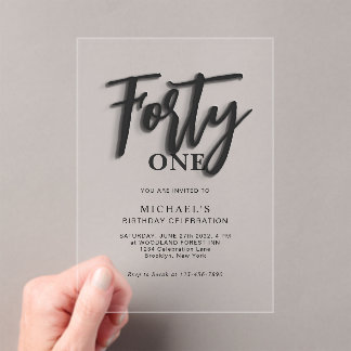 Stilvolle Black Script 40. Erwachsene Geburtstag Acryleinladungen