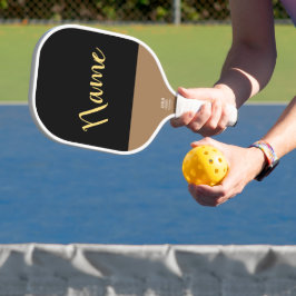 Stilvolle Black Three Quarter Script Mocha Akzent Pickleball Schläger