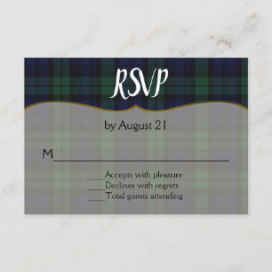 Stilvolle Black Watch Tartan Wedding RSVP Card
