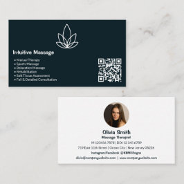 Stilvolle Black & White Massage Business Card Treuekarte