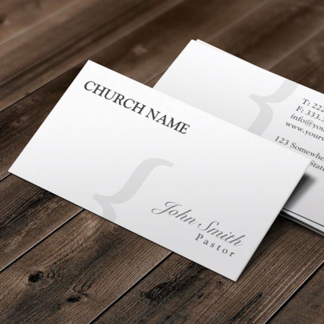 Stilvolle Black & White Pastor Business Card Visitenkarte (Von Creator hochgeladen)
