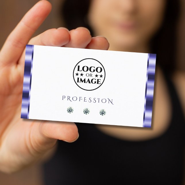 Stilvolle, blau-weiße, glänzende Juwelen mit Logo Visitenkarte (Von Creator hochgeladen)