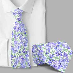 Stilvolle blaue Blumenmuster-Krawatte Krawatte