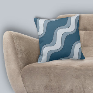 Stilvolle Blaue Rippelwaves Streifen Muster Kissen