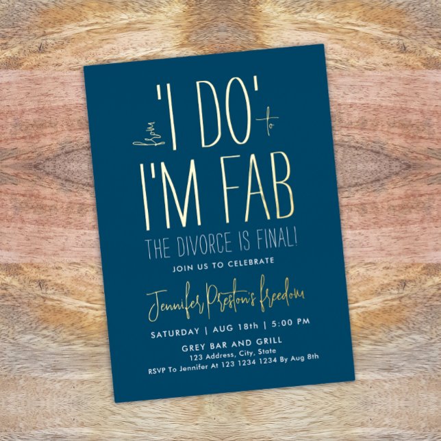 Stilvolle Blaue Scheidung Break up Free Party Fabu Folieneinladung (Von Creator hochgeladen)
