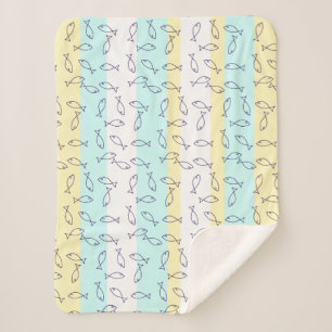 Stilvolle Blauer Fisch-Muster Sea Theme Throw Blan Sherpadecke